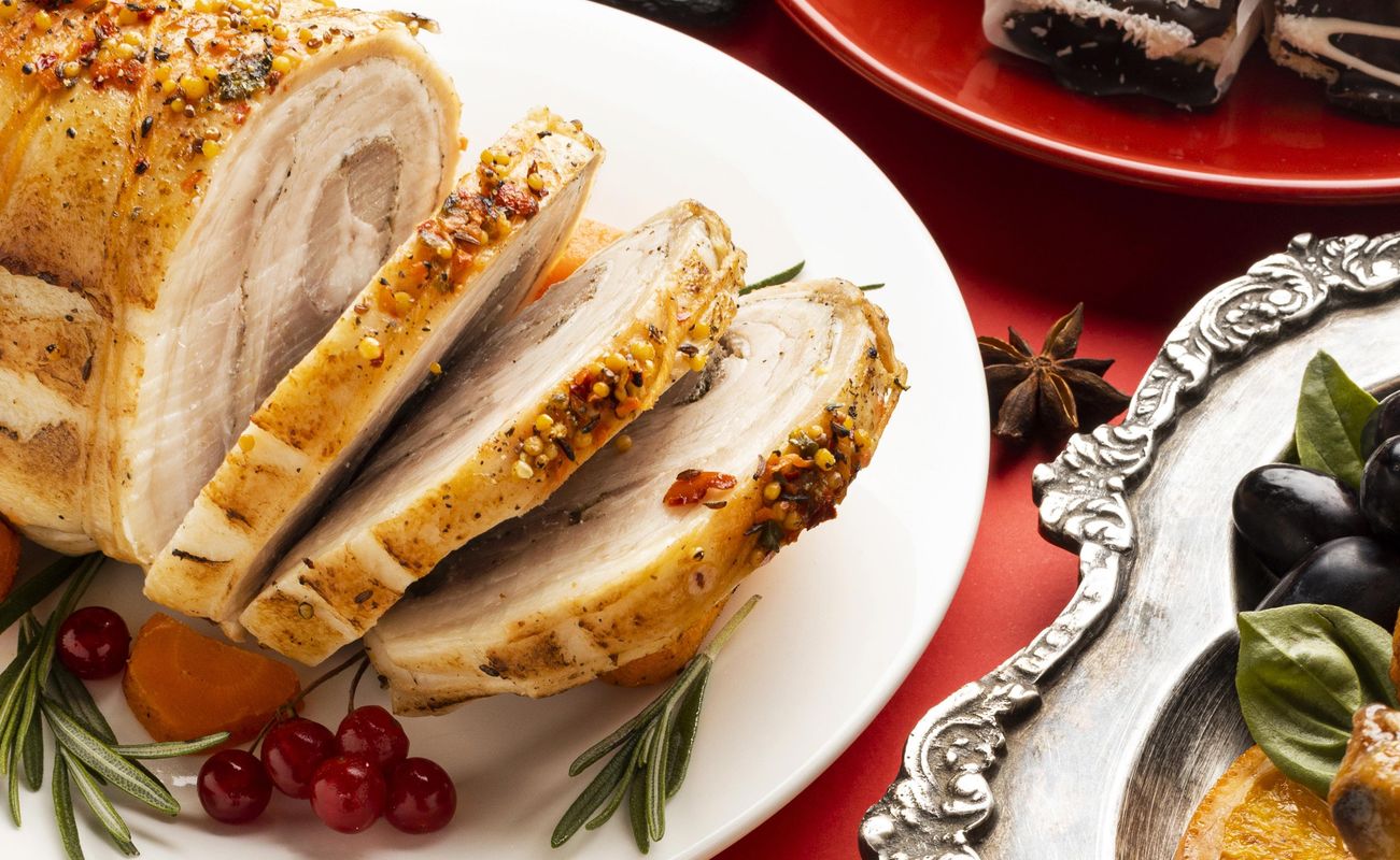 High Angle Festive Christmas Food Assortment